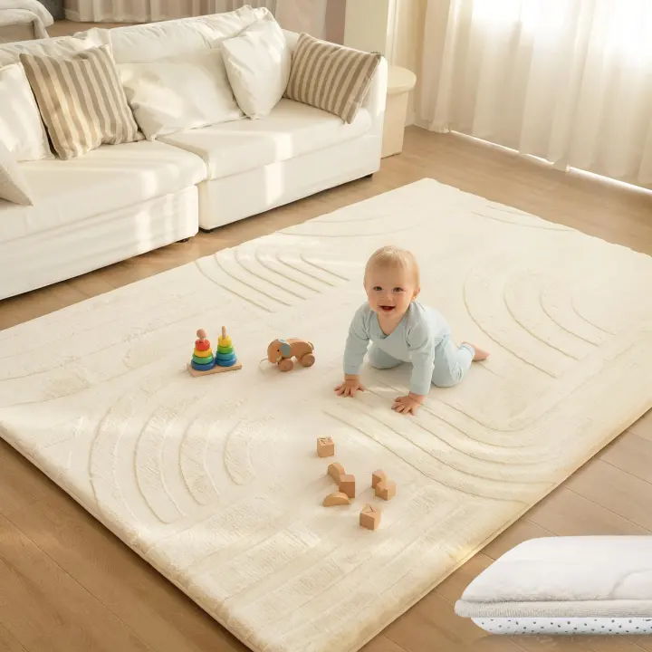 1.3-inch Ultra-Soft Baby Play Mat Rug — Faux Fur 5'x7'