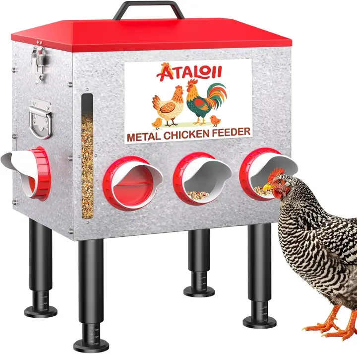 10-Gallon (50 lb) Metal Automatic Chicken Feeder — 8-Port