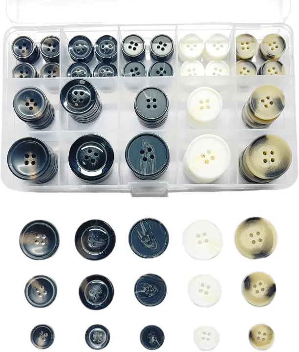 110-Piece Mixed 4-Hole Sewing Buttons — 5 Colors, 3 Sizes