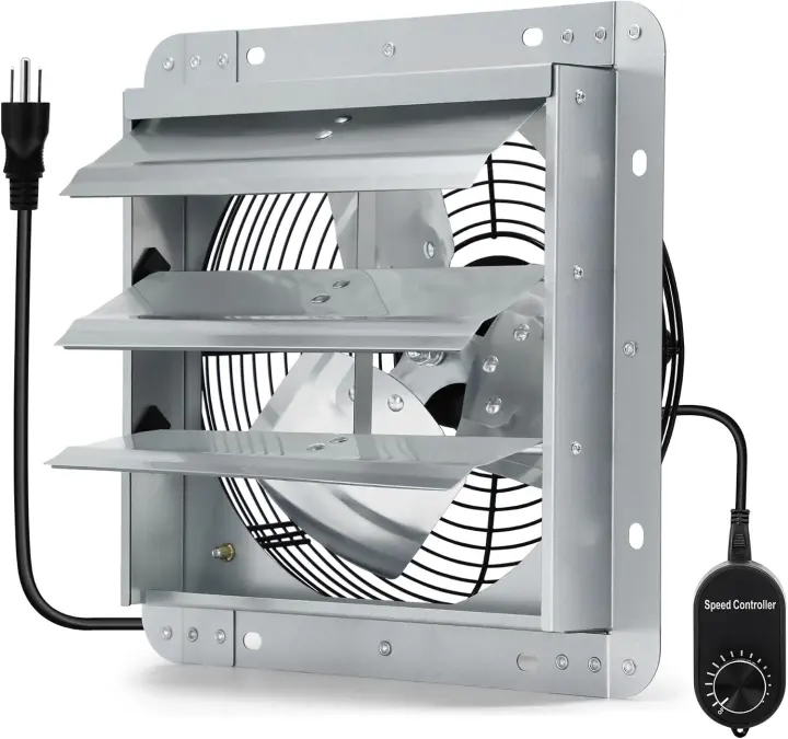 12-Inch Shutter Wall/Attic Exhaust Fan with Speed Controller and Cord