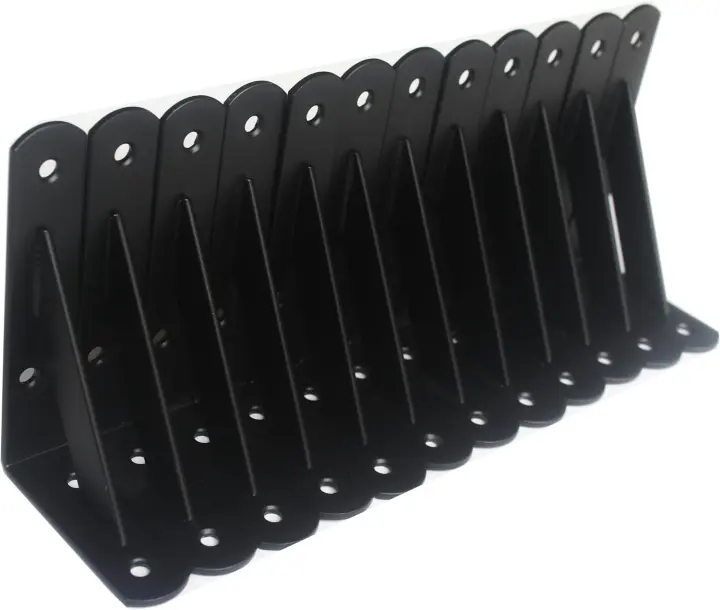 12-Pack Heavy-Duty L Shelf Brackets — 5 x 3 in Black Steel