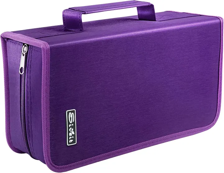 128-Disc DVD/CD Zippered Storage Binder Wallet (White, Purple)