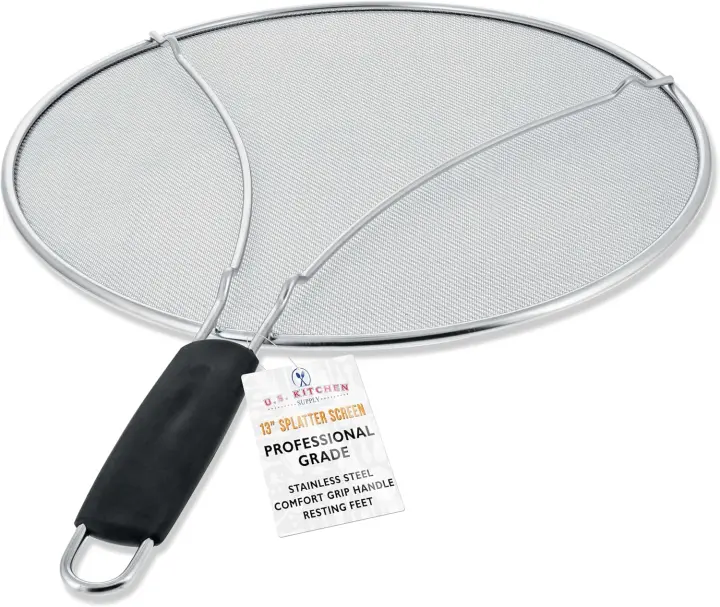 13" Stainless Steel Fine-Mesh Splatter Screen Set with Handle