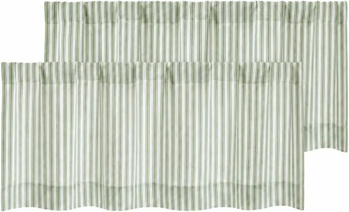 14-inch Striped Sage Valances — Set of 2 Window Panels