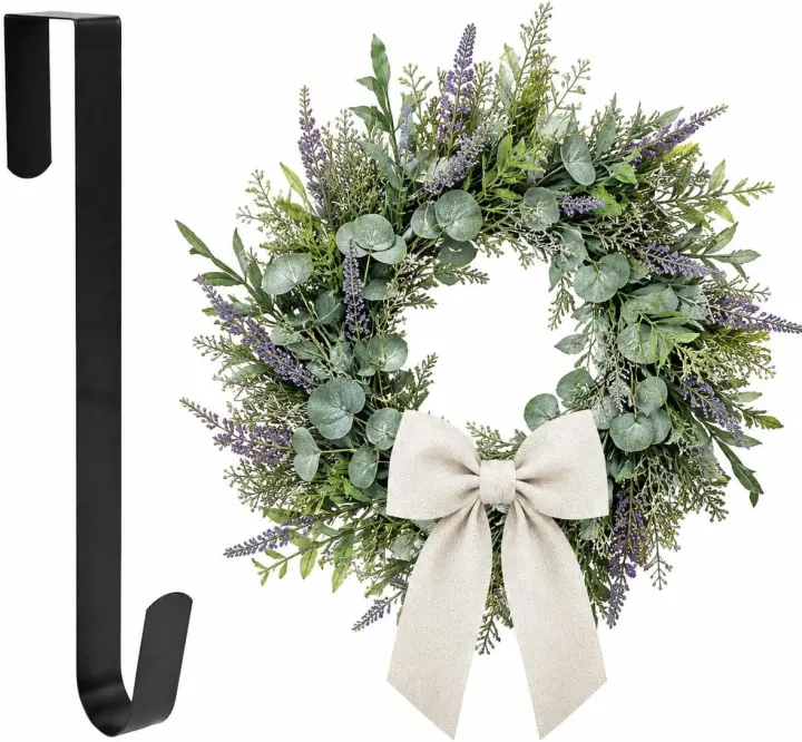 15-inch Over-the-Door Wreath Hanger — Slim Steel Hook, Holds 22 lb