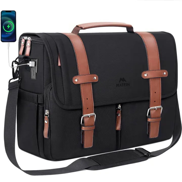 17.3" Laptop Messenger Bag with USB Charging Port — Work/Travel Bag