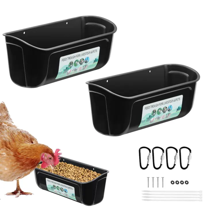 2-Pack Hanging Poultry & Livestock Feeders with Mounting Hardware