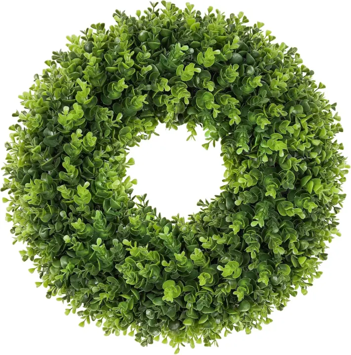 20-Inch Artificial Boxwood Front Door Wreath — UV & Weatherproof