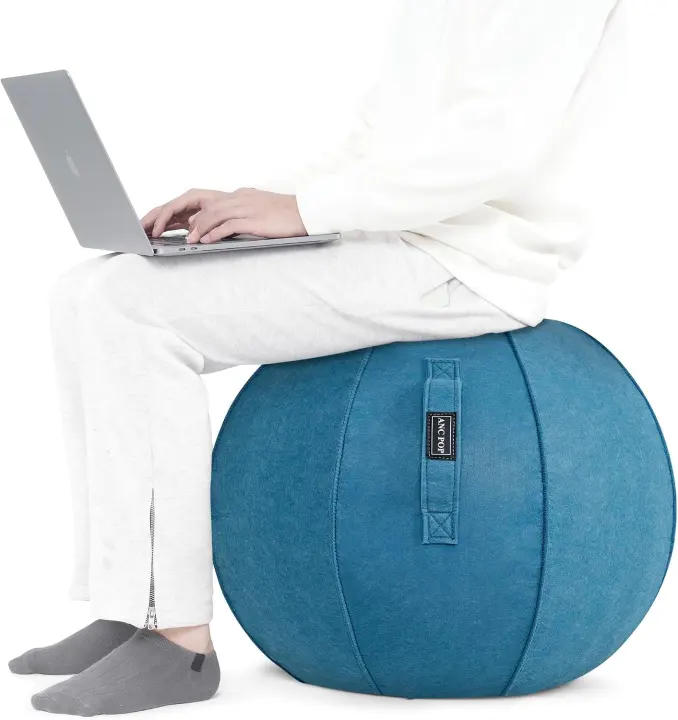 25" Anti-Slip Stability Exercise Ball with Felt Cover and Pump