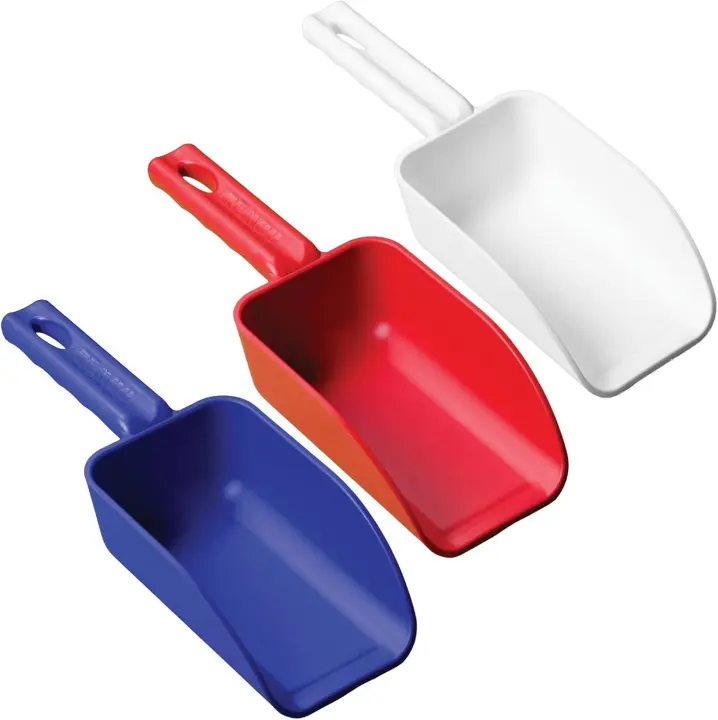 3-Pack Color-Coded 16 oz Plastic Hand Scoops — Food-Safe Utility Scoops