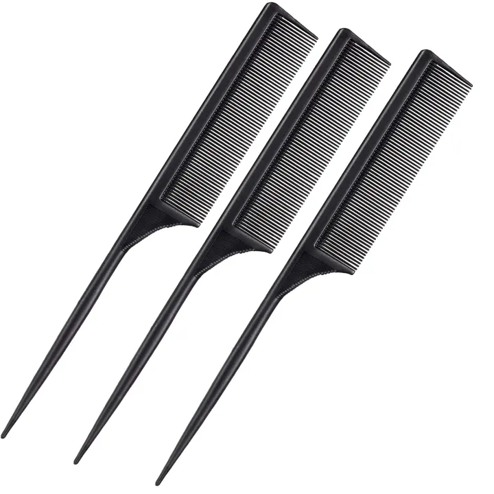 3-Pack Rat-Tail Styling Combs — Fine-Tooth Heat & Anti-Static Combs