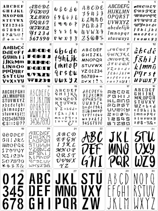 30-Piece Letter & Number Stencil Set — 4 x 7 in Templates