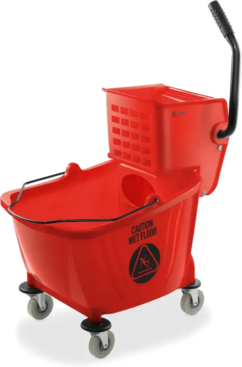 33-Quart Commercial Side-Press Wringer Mop Bucket (Red)