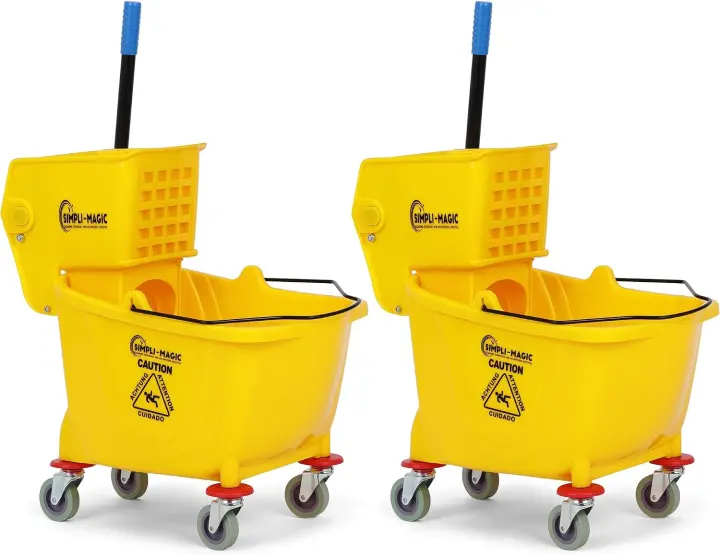 35-Quart Commercial Mop Bucket with Side-Press Wringer — 2-Pack