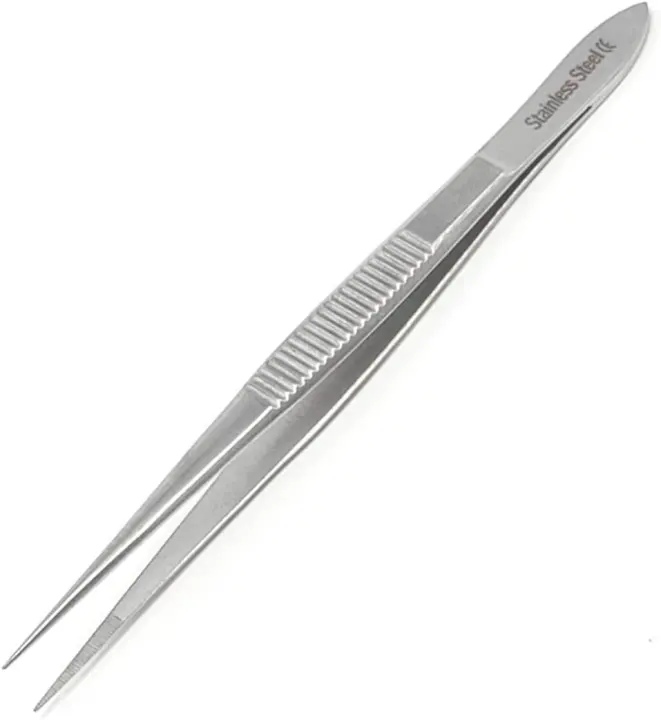 4.5-inch Stainless Steel Precision Serrated Forceps (Straight Tip)