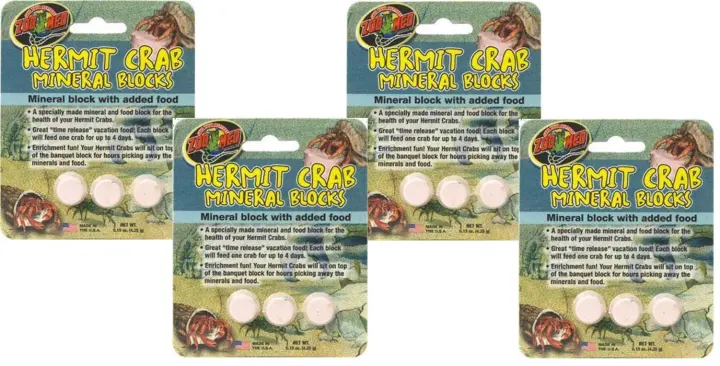 4-Pack Zoo Med Hermit Crab Mineral & Food Blocks