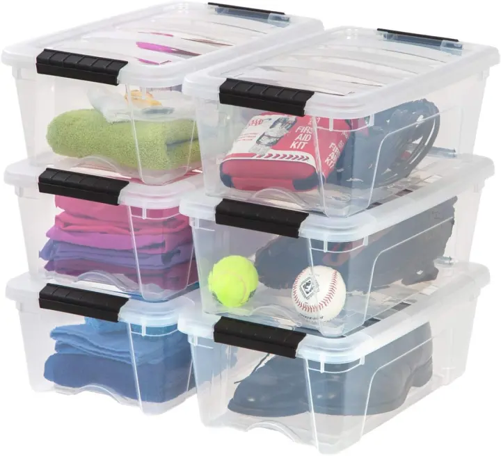 6-Pack 13-Quart Clear Plastic Storage Bins with Lids