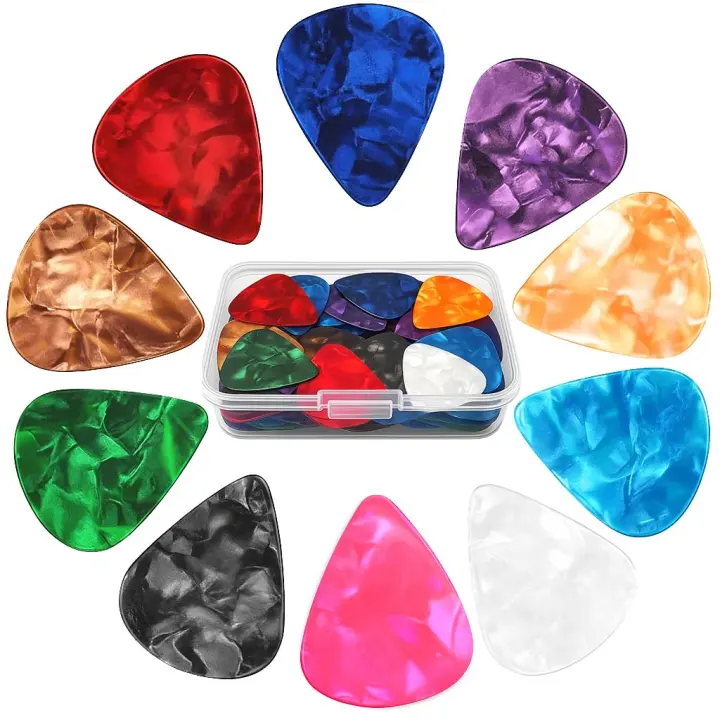 60-Piece Assorted Guitar Picks with Clear Organizer — Thin/Med/Heavy