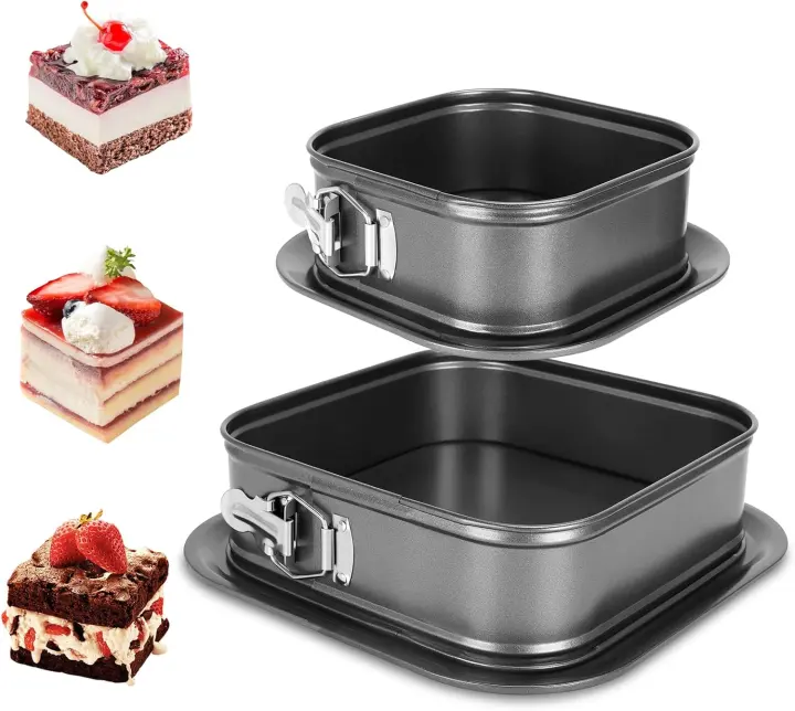 7" & 9" Square Springform Cake Pan Set — Carbon Steel, Nonstick