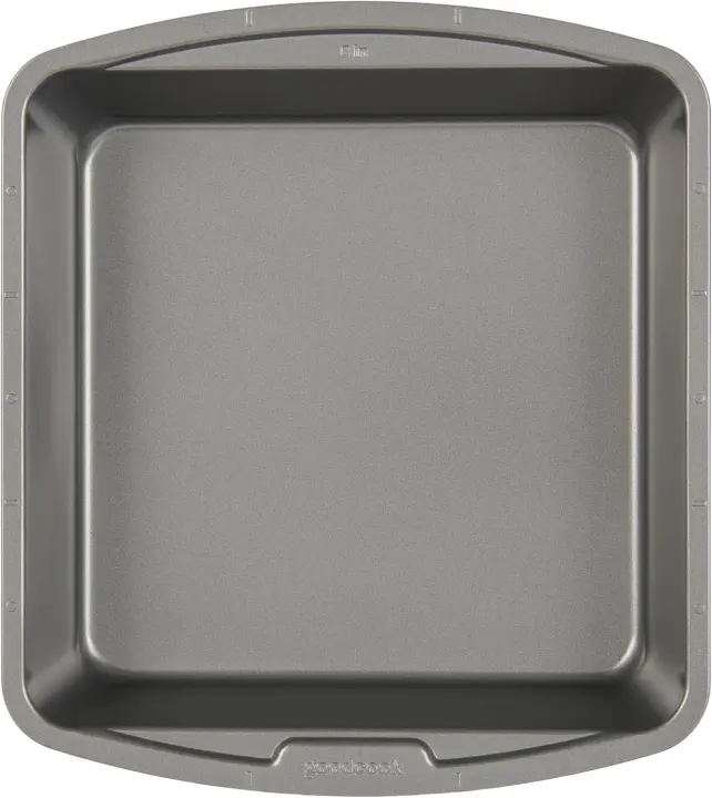 8-Inch Nonstick Steel Square Cake Pan — Heavy-Gauge Gray