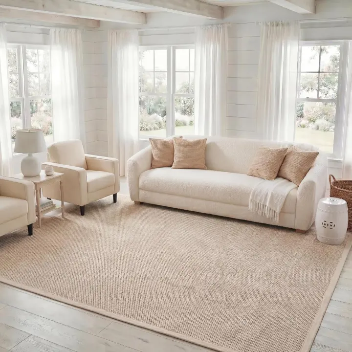 9x12 Sisal-Texture Indoor Area Rug — Natural Fiber Flatweave