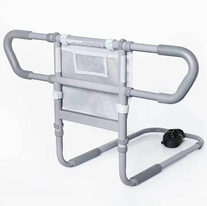 Adjustable Bed Rail for Seniors with Motion Light & Storage Pockets
