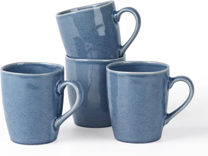 Aurora Stoneware Coffee Mugs — Set of 4, 14 oz Ceramic Cups