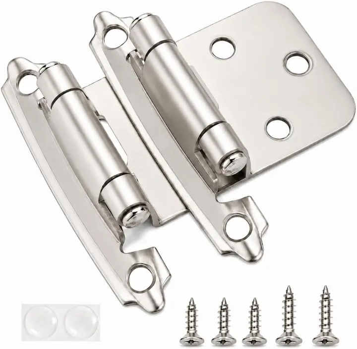 Brushed Nickel Cabinet Hinges — 30 Pairs (60 pcs), 1/2" Overlay, Self-Closing