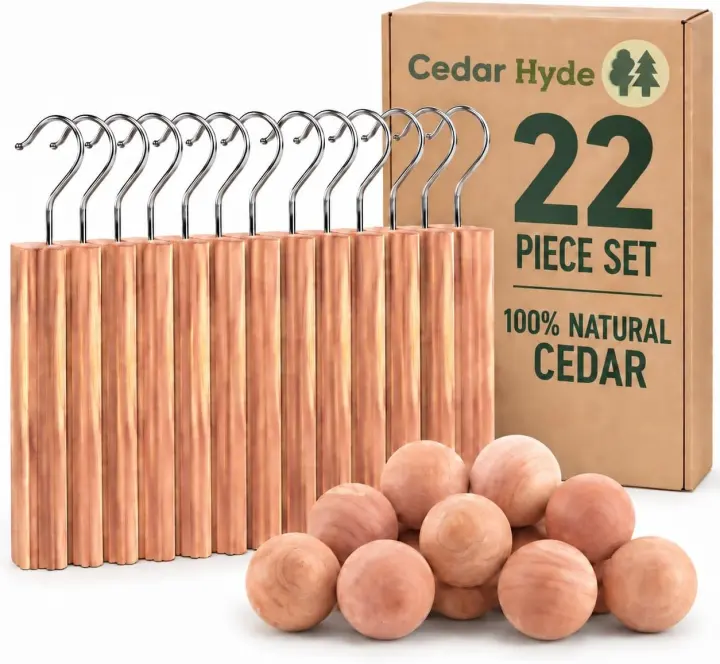 Cedar Closet Blocks & Hanging Planks with Cedar Balls — 22-Piece Set