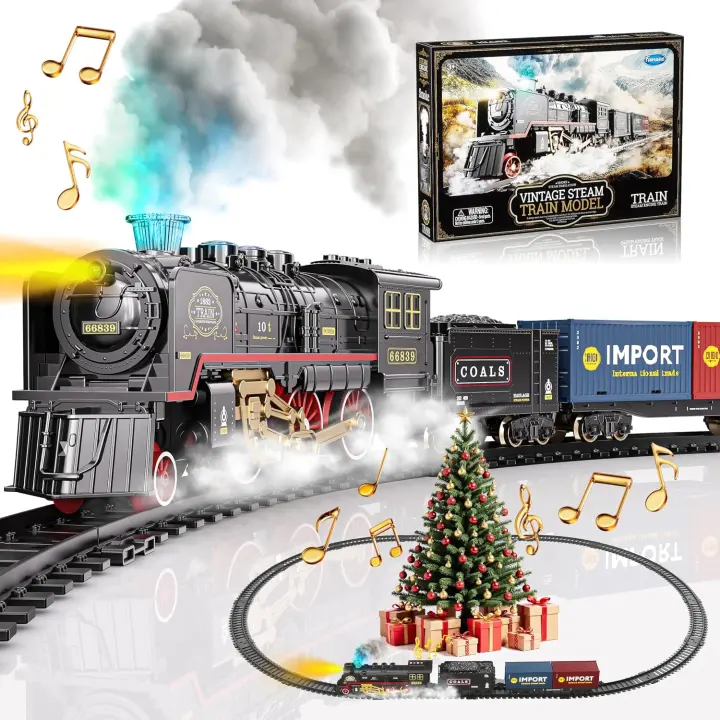 Children's Steam Train Set with Smoke, Lights & Sound