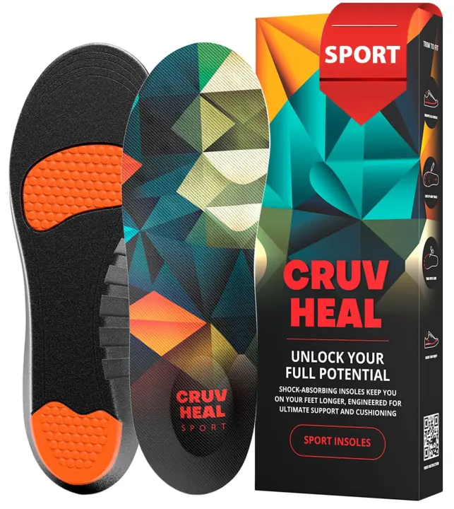CRUVHEAL Shock-Absorbing Sport Insoles for Men — L, Neutral Arch