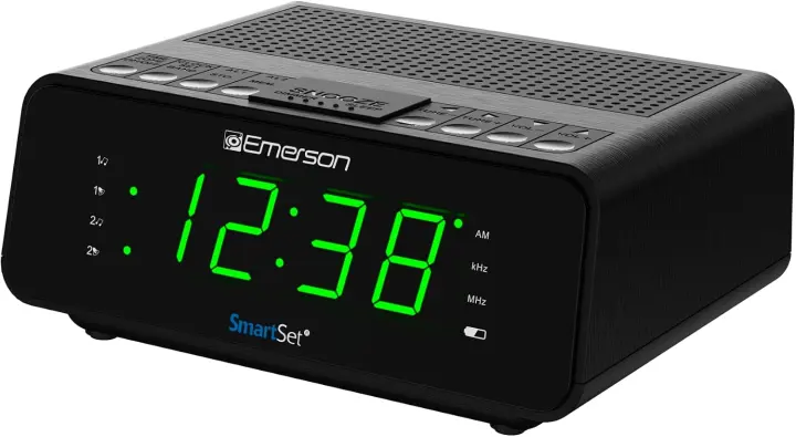 Emerson SmartSet Dual Alarm Clock Radio — AM/FM, Jade LED Display