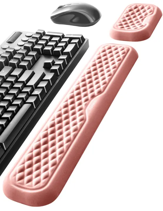 Ergonomic Memory Foam Wrist Rests for Keyboard & Mouse (Pink)