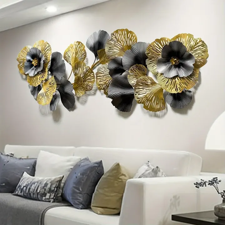 Extra-Large Ginkgo Metal Wall Sculpture — 57 x 21 in Leaf Art