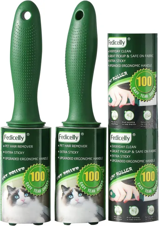 Extra-Sticky Lint Rollers — Pet Hair Remover, 4 Refills (400 Sheets)