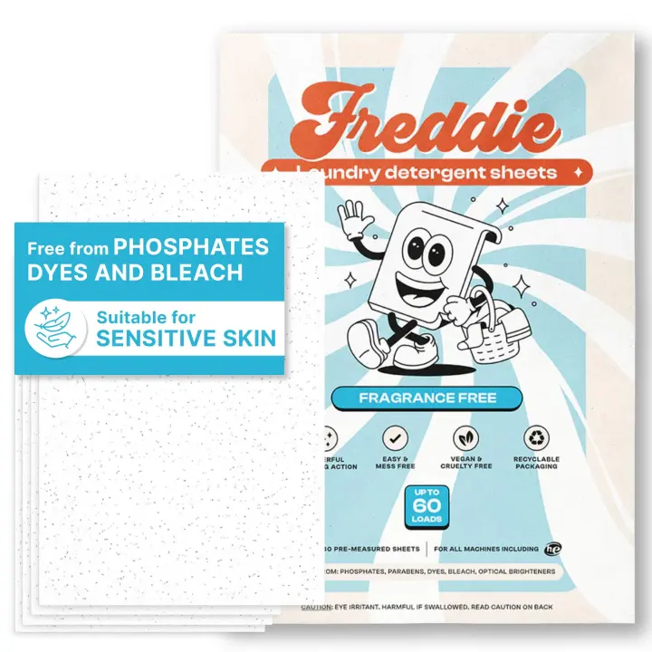 Freddie Low-Waste Laundry Detergent Sheets — 60 Unscented Loads