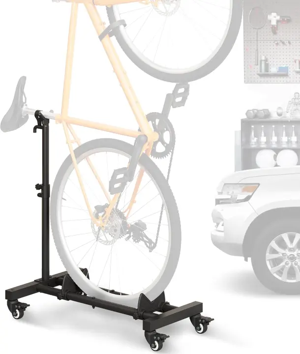 Freestanding Vertical Bike Rack — Upright Indoor Bicycle Stand with Locking Casters