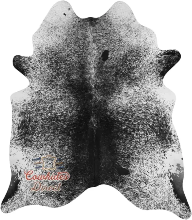 Genuine Cowhide Rug — Salt & Pepper XL (Approx. 7x6, Suede-Backed)