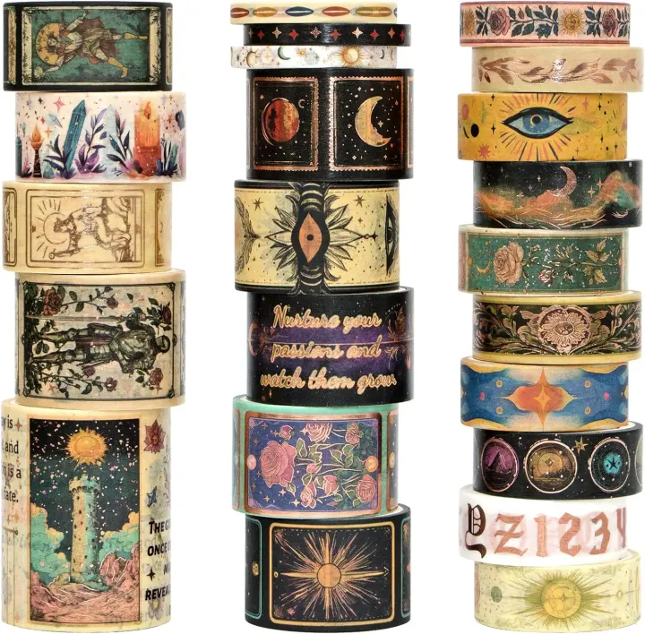 Gold-Foil Tarot Washi Tape Collection — 23 Decorative Rolls