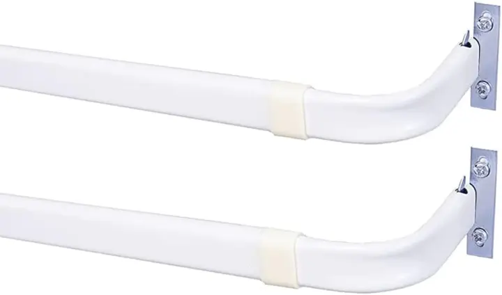 Heavy-Duty Adjustable Single Curtain Rod, 28-48 in — White (2-Pack)