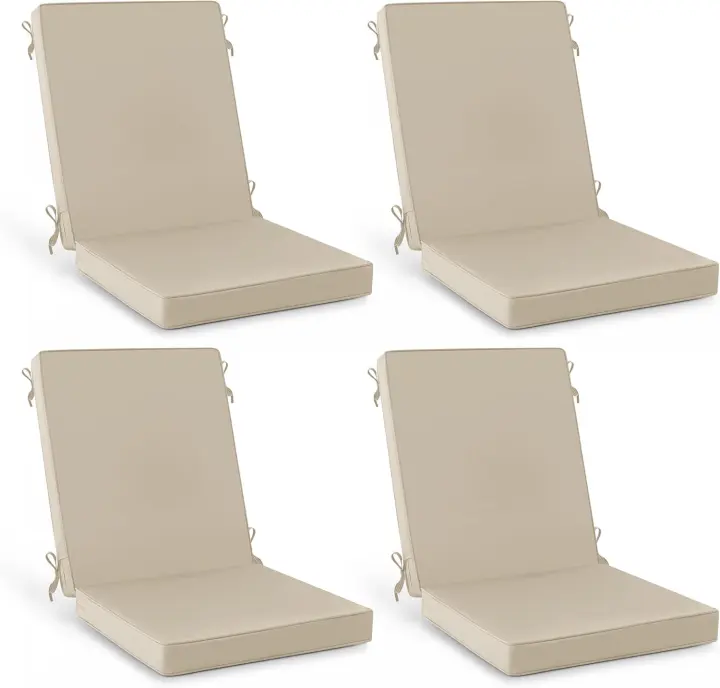 High-Back Outdoor Dining Chair Cushions — 4-Pack (20 x 20 in) Cream