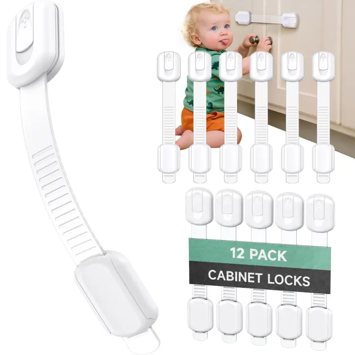 Infinno No-Drill Cabinet Locks — 12-Pack Child Safety Latches