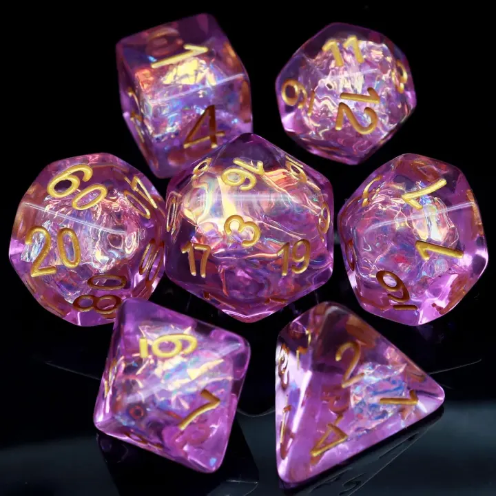 Iridescent Purple Polyhedral RPG Dice — 7-Piece Resin Set