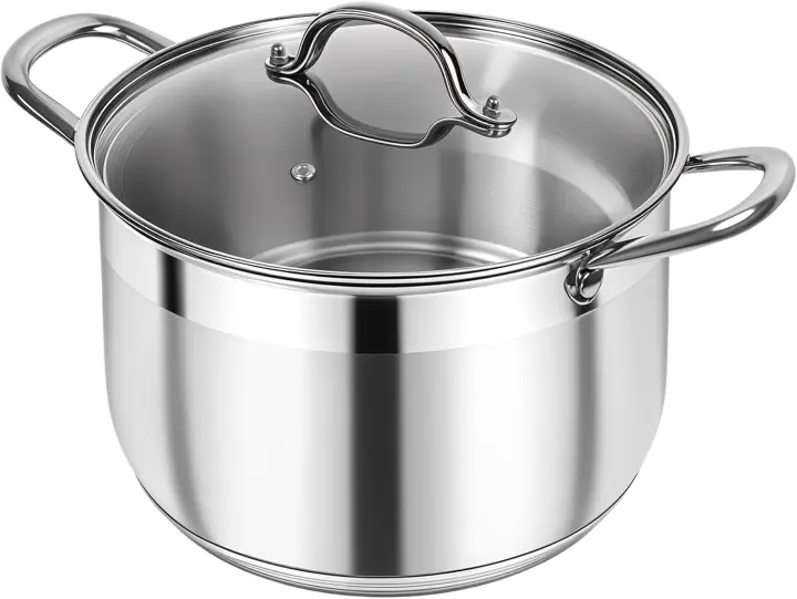Kirecoo 12-Quart Stainless-Steel Stockpot with Tempered Glass Lid