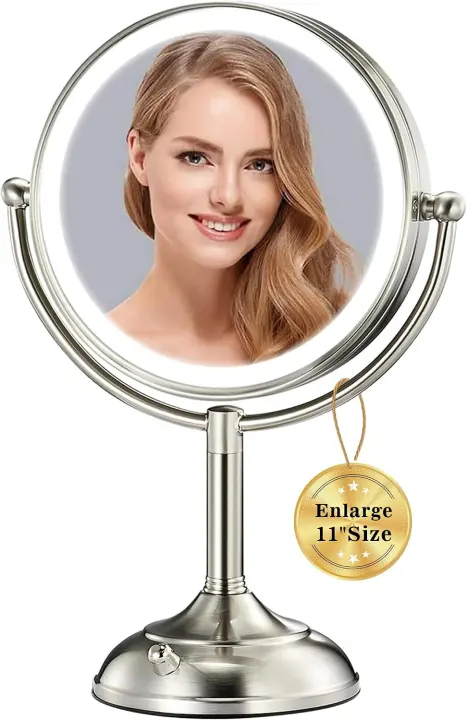 Large 11.8" x 17" Lighted Vanity Mirror — 1X/5X/10X, 96 LED, Dimmable