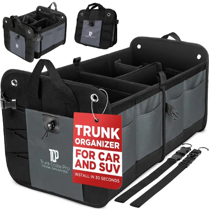 Large Collapsible Trunk Organizer for Cars, SUVs & Trucks — Grey