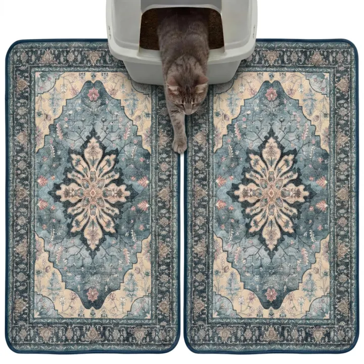 Machine-Washable Cat Litter Mat — 2-Pack 18 x 28, Waterproof