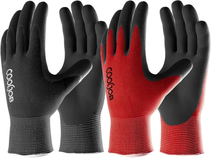 Men's Rubber-Coated Garden Work Gloves — 2-Pack (Large)