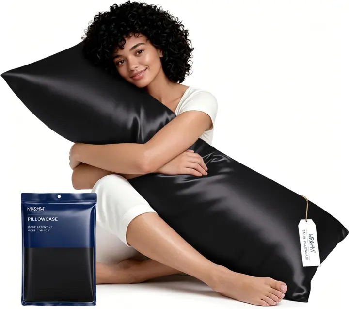 MR&HM Satin Body Pillowcase 20x54 in — Single, Black