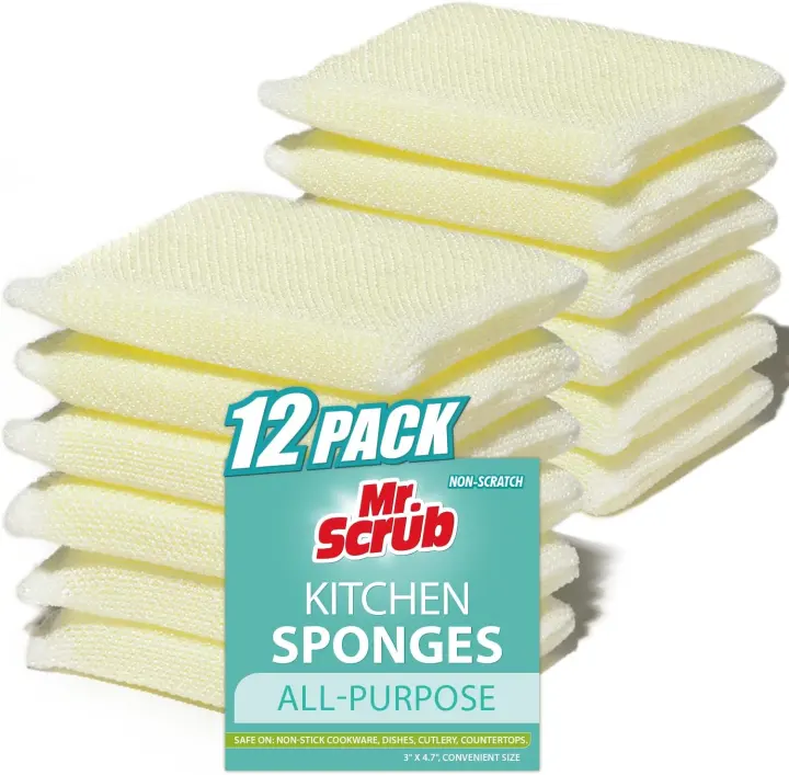 Mr. Scrub Non-Scratch All-Purpose Cleaning Sponges — 12-Pack